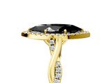 Yellow gold Fancy Black Marquise Cut Halo Twist Band with Four-Prong Setting_17