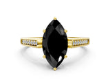 Yellow gold Fancy Black Marquise Cut Solitaire Cathedral Diamond Engagement Ring with Channel-Set Band and Four-Prong Setting_3