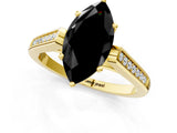 Yellow gold Fancy Black Marquise Cut Solitaire Cathedral Diamond Engagement Ring with Channel-Set Band and Four-Prong Setting_4