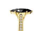 Yellow gold Fancy Black Marquise Cut Solitaire Cathedral Diamond Engagement Ring with Channel-Set Band and Four-Prong Setting_8