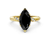 Yellow gold Fancy Black Marquise Cut Solitaire Diamond Engagement Ring with Twisted Pave Band and Four-Prong Setting_3