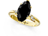 Yellow gold Fancy Black Marquise Cut Solitaire Diamond Engagement Ring with Twisted Pave Band and Four-Prong Setting_4