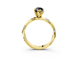 Yellow gold Fancy Black Marquise Cut Solitaire Diamond Engagement Ring with Twisted Pave Band and Four-Prong Setting_6