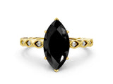 Yellow gold Fancy Black Marquise Cut Solitaire Diamond Ring with Infinity Twist Band and Four-Prong Setting_24