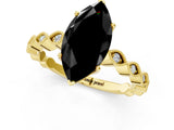 Yellow gold Fancy Black Marquise Cut Solitaire Diamond Ring with Infinity Twist Band and Four-Prong Setting_25