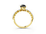 Yellow gold Fancy Black Marquise Cut Solitaire Diamond Ring with Pave Band and Four-Prong Setting_3