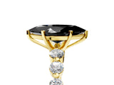 Yellow gold Fancy Black Marquise Cut Solitaire Diamond Ring with Pave Band and Four-Prong Setting_5