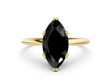 Yellow gold Fancy Black Marquise Cut Solitaire Diamond Ring with Six-Prong Setting and Classic Band_12
