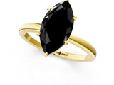 Yellow gold Fancy Black Marquise Cut Solitaire Engagement Ring with Cathedral Band and Four-Prong Setting_1