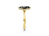 Yellow gold Fancy Black Marquise Cut Solitaire Engagement Ring with Cathedral Band and Four-Prong Setting_2