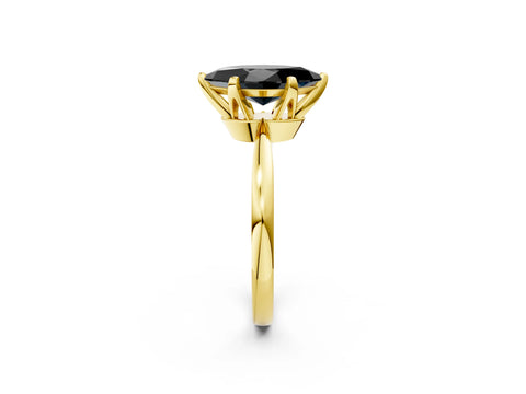 Yellow gold Fancy Black Marquise Cut Solitaire Engagement Ring with Six-Prong Setting and Tapered Band_2