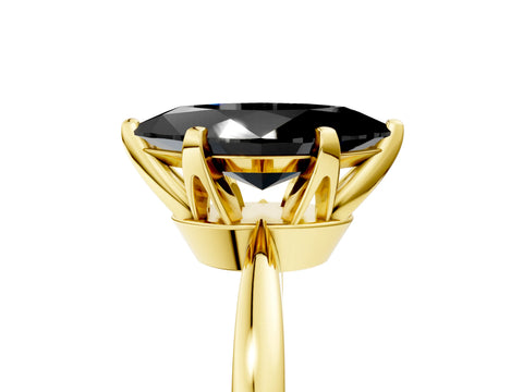 Yellow gold Fancy Black Marquise Cut Solitaire Engagement Ring with Six-Prong Setting and Tapered Band_5
