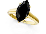 Yellow gold Fancy Black Marquise Cut Solitaire Engagement Ring with Tapered Band and Four-Prong Setting_4