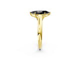 Yellow gold Fancy Black Marquise Cut Solitaire Engagement Ring with Tapered Band and Four-Prong Setting_5