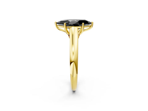 Yellow gold Fancy Black Marquise Cut Solitaire Engagement Ring with Tapered Band and Four-Prong Setting_5