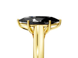 Yellow gold Fancy Black Marquise Cut Solitaire Engagement Ring with Tapered Band and Four-Prong Setting_8