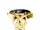 Yellow gold Fancy Black Marquise Cut Solitaire Intertwined Band Prong Setting Ring_5