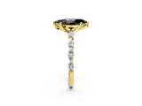 Yellow gold Fancy Black Marquise Cut Solitaire Marquise Side Stone Prong Setting Ring_2