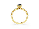 Yellow gold Fancy Black Marquise Cut Solitaire Marquise Side Stone Prong Setting Ring_3