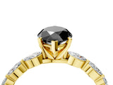 Yellow gold Fancy Black Marquise Cut Solitaire Marquise Side Stone Prong Setting Ring_4