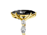 Yellow gold Fancy Black Marquise Cut Solitaire Marquise Side Stone Prong Setting Ring_5