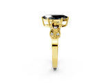 Yellow gold Fancy Black Marquise Cut Solitaire Milgrain Leaf Band with Prong Setting_2