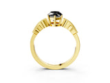 Yellow gold Fancy Black Marquise Cut Solitaire Milgrain Leaf Band with Prong Setting_3