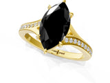 Yellow gold Fancy Black Marquise Cut Solitaire Pavé Band with Four-Prong Setting_1