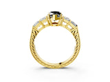 Yellow gold Fancy Black Marquise Cut Solitaire Princess Side Stone Engraved Band Prong Setting Ring_3