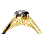 Yellow gold Fancy Black Marquise Cut Solitaire Split Shank Pavé Diamond Engagement Ring_4