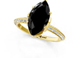 Yellow gold Fancy Black Marquise Cut Solitaire Split Shank Pave Diamond Engagement Ring with Four-Prong Setting_1