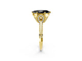 Yellow gold Fancy Black Marquise Cut Solitaire Split Shank Pave Diamond Engagement Ring with Four-Prong Setting_2