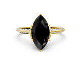 Yellow gold Fancy Black Marquise Cut Solitaire Split Shank Pave Diamond Engagement Ring with Four-Prong Setting_24