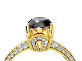 Yellow gold Fancy Black Marquise Cut Solitaire Split Shank Pave Diamond Engagement Ring with Four-Prong Setting_4