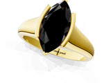 Yellow gold Fancy Black Marquise Cut Solitaire Tension Set Diamond Ring with Split Shank Band_1