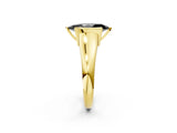 Yellow gold Fancy Black Marquise Cut Solitaire Tension Set Diamond Ring with Split Shank Band_2