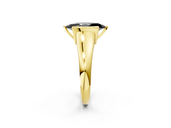 Yellow Gold Marquise Tension Style Solitaire Engagement Ring Setting for Black Center