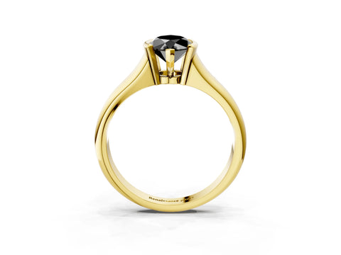Yellow gold Fancy Black Marquise Cut Solitaire Tension Set Diamond Ring with Split Shank Band_3