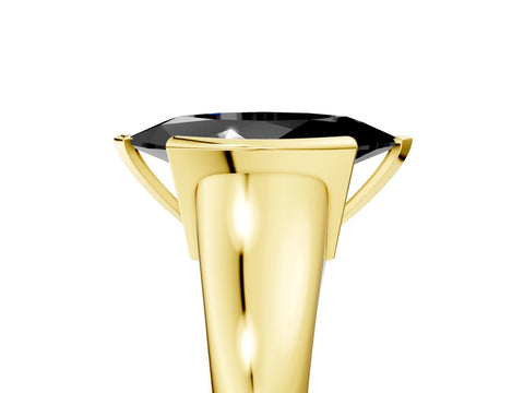 Yellow gold Fancy Black Marquise Cut Solitaire Tension Set Diamond Ring with Split Shank Band_5