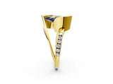 Yellow gold Fancy Black Marquise Cut Solitaire Tension-Set Diamond Split Shank Ring_2