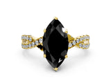 Yellow gold Fancy Black Marquise Cut Solitaire Twist Pave Diamond Engagement Ring with Prong Setting_24