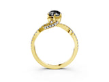 Yellow gold Fancy Black Marquise Cut Solitaire Twist Pave Diamond Engagement Ring with Prong Setting_3
