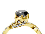 Yellow gold Fancy Black Marquise Cut Solitaire Twist Pave Diamond Engagement Ring with Prong Setting_4