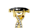 Yellow gold Fancy Black Marquise Cut Solitaire Twist Pave Diamond Engagement Ring with Prong Setting_5
