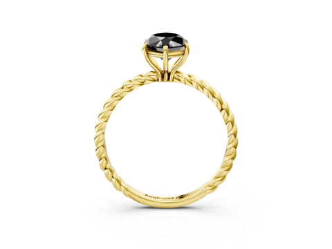Yellow gold Fancy Black Marquise Cut Solitaire Twisted Band 4-Prong Ring_3