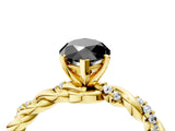 Yellow gold Fancy Black Marquise Cut Solitaire Twisted Band with Pavé Accents and Four-Prong Setting_4