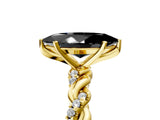 Yellow gold Fancy Black Marquise Cut Solitaire Twisted Band with Pavé Accents and Four-Prong Setting_5
