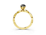 Yellow gold Fancy Black Marquise Cut Solitaire Twisted Pave Band with Four-Prong Setting_6