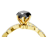 Yellow gold Fancy Black Marquise Cut Solitaire Twisted Pave Band with Four-Prong Setting_7