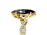 Yellow gold Fancy Black Marquise Cut Solitaire Twisted Pave Band with Four-Prong Setting_8